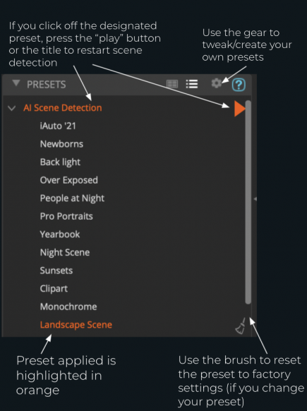 AI Scene Detection preset tweaking